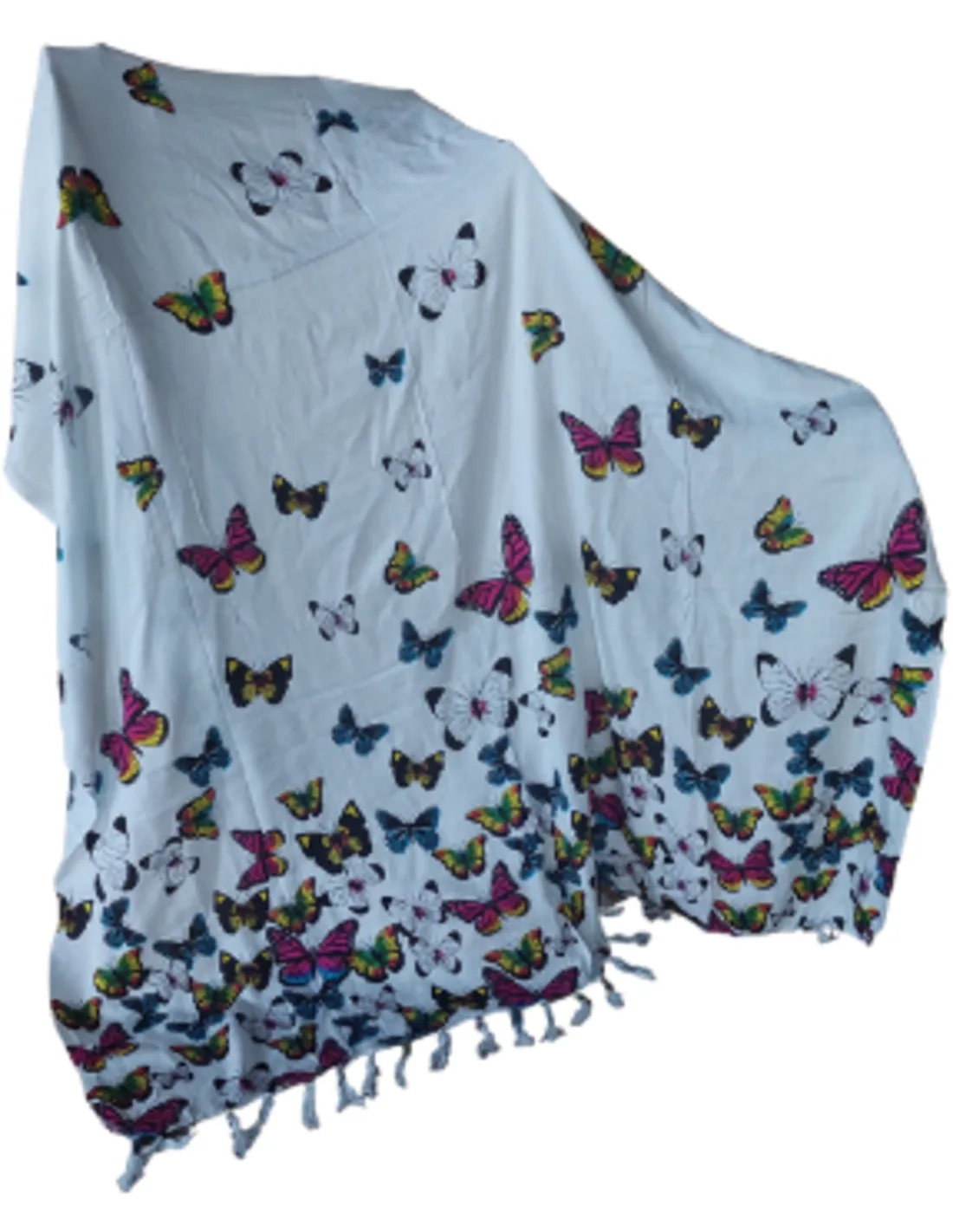 Sarong - 009 - Kleine vlinders wit van Om Namaste - Pareo Saunadoek Wikkeljurk
