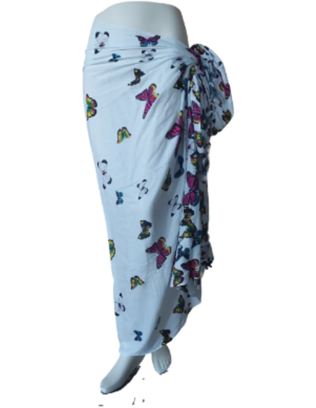Sarong - 009 - Kleine vlinders wit van Om Namaste - Pareo Saunadoek Wikkeljurk - Image 4