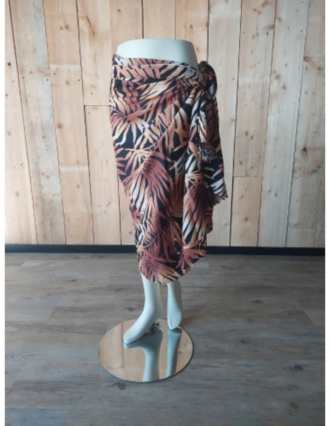 Sarong - 012 - Bamboebladeren bruin van Om Namaste - Pareo Saunadoek Wikkeljurk