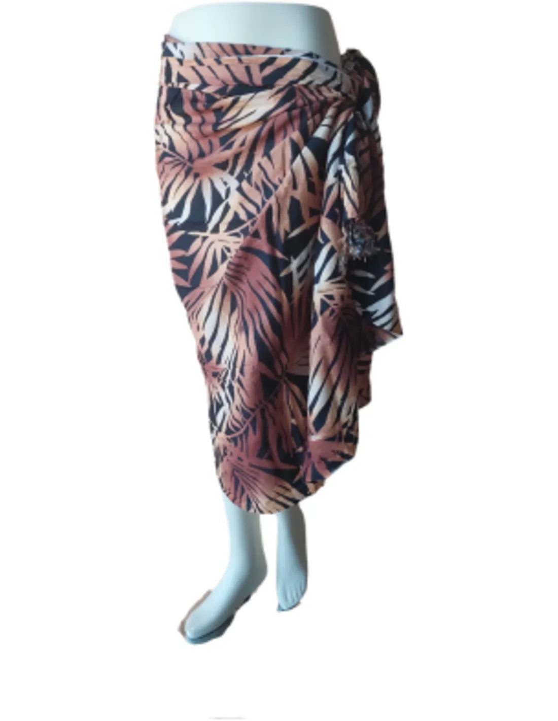 Sarong - 012 - Bamboebladeren bruin van Om Namaste - Pareo Saunadoek Wikkeljurk - Image 2