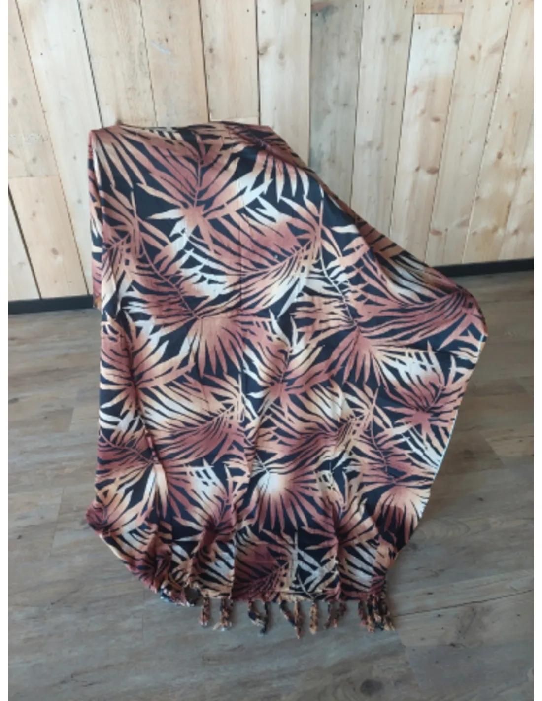 Sarong - 012 - Bamboebladeren bruin van Om Namaste - Pareo Saunadoek Wikkeljurk - Image 4
