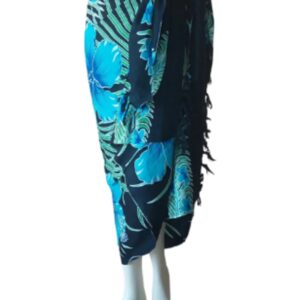 Sarong - 016 - Bloemen blauw van Om Namaste - Pareo Saunadoek Wikkeljurk