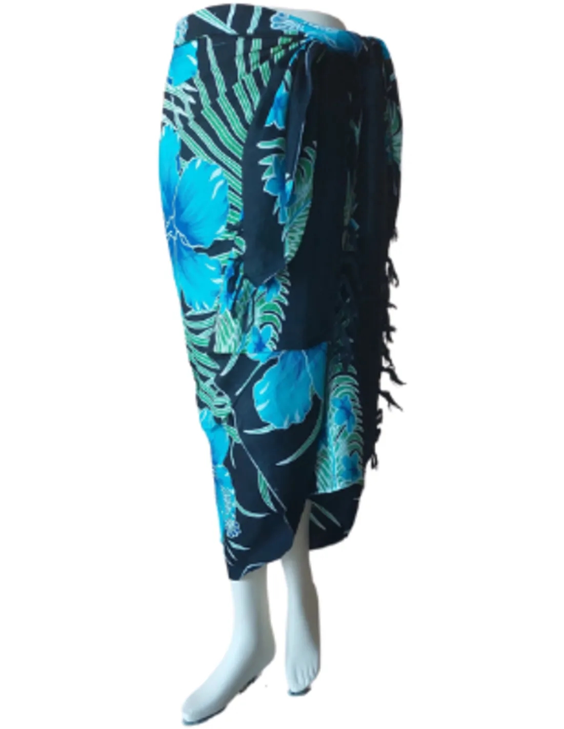 Sarong - 016 - Bloemen blauw van Om Namaste - Pareo Saunadoek Wikkeljurk