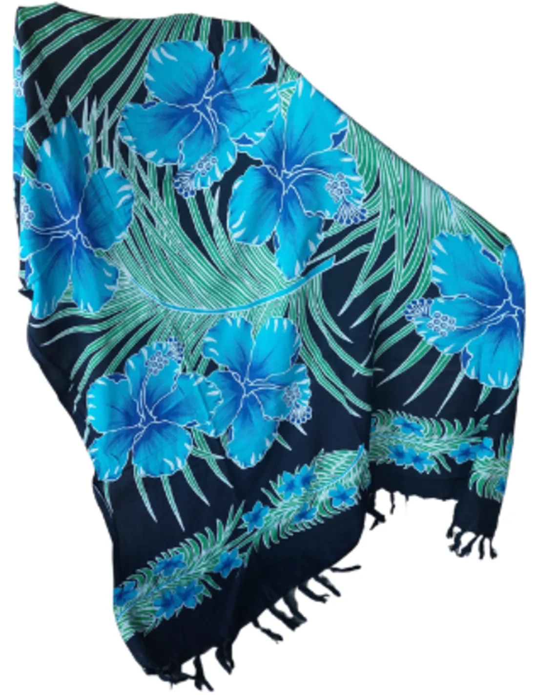 Sarong - 016 - Bloemen blauw van Om Namaste - Pareo Saunadoek Wikkeljurk - Image 3