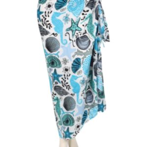 Sarong - 506 - zeedieren - wit van Om Namaste - Pareo Saunadoek Wikkeljurk