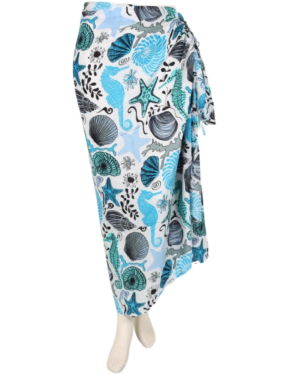 Sarong - 506 - zeedieren - wit van Om Namaste - Pareo Saunadoek Wikkeljurk