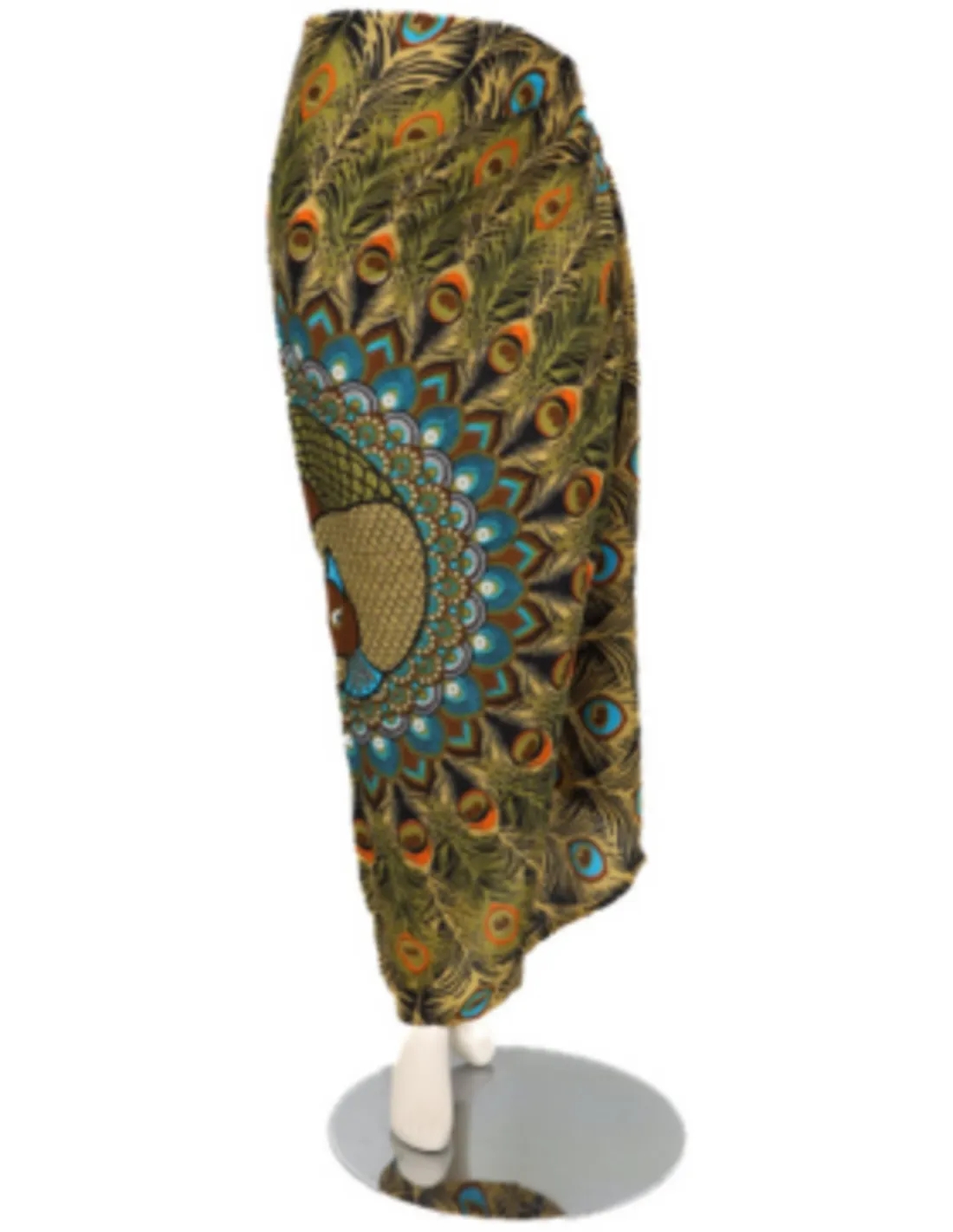 Sarong - 517 - Pauw - Beige&Blauw van Om Namaste - Pareo Saunadoek Wikkeljurk