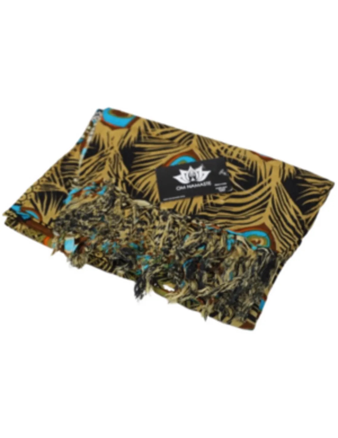 Sarong - 517 - Pauw - Beige&Blauw van Om Namaste - Pareo Saunadoek Wikkeljurk - Image 3