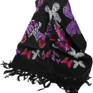 Sarong - 304 - vlinders - zwart van Om Namaste - Pareo Saunadoek Wikkeljurk
