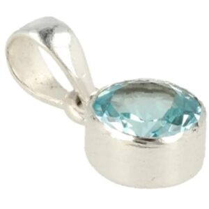 Topaas blauw hanger zilver rond