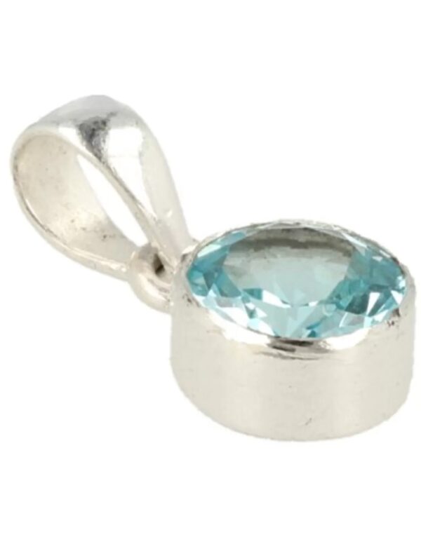 Topaas blauw hanger zilver rond