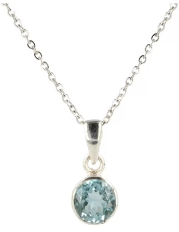 Topaas blauw hanger zilver rond - Image 3