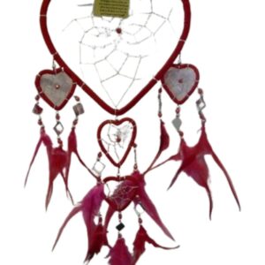 Dromenvanger - Hartje met spiegels - Rood - 17 cm - Dream Catcher