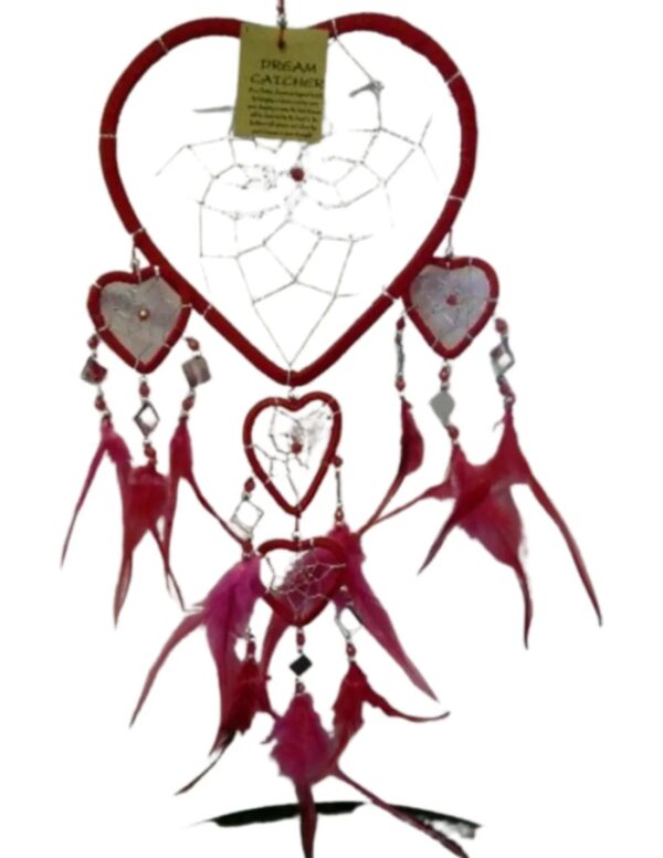 Dromenvanger - Hartje met spiegels - Rood - 17 cm - Dream Catcher