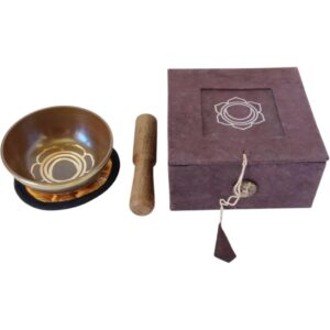 Klankschaal-Chakra-Bruin-2de chakra-geschenkset-8cm