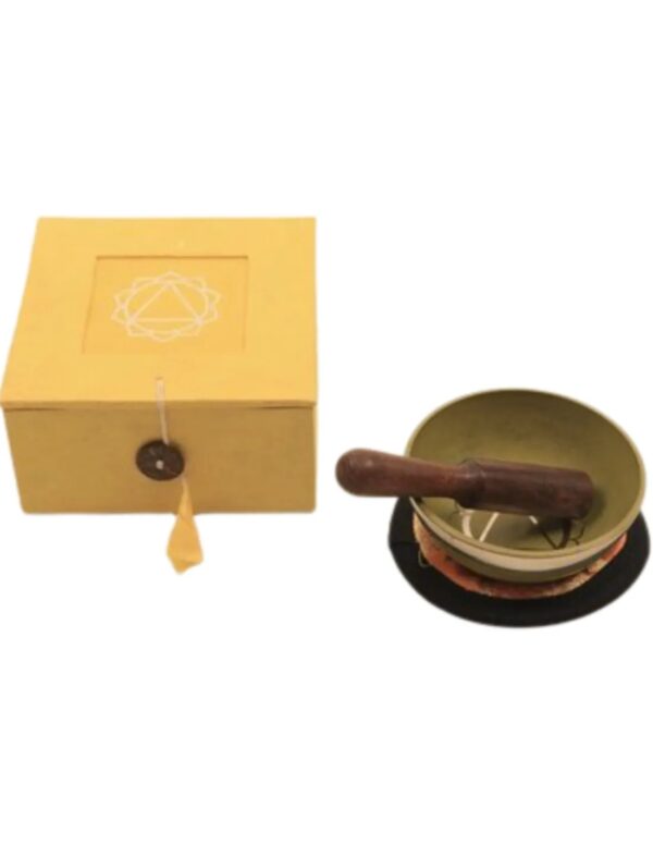 Klankschaal-Chakra-Geel-3ste chakra-geschenkset- 8cm