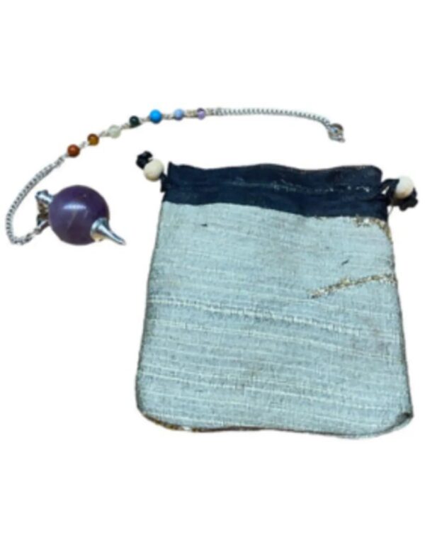 Pendel met ronde Amethist en een ketting met 7 kleine chakra's edelstenen - met gratis buideltje - Pendelen - spiritueel - nr.31 - Image 3