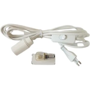 Verlichtingssnoer met E14 fitting, 3m lang Kabel en Schakelaar, Snoer voor kerststerverlichting - incl. gloeilampje van 15W