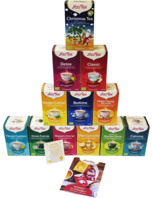 Yogi Tea top 12 - 12 pakjes x 17 theezakjes - incl. gratis Yogi Tea Sun Salutation Brochure en een gratis theezakje.