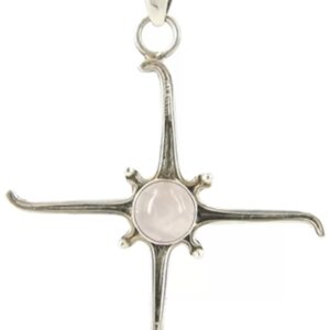 Roze kwarts zilveren hanger kruis