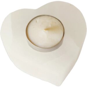 Seleniet Waxinehouder Hart - wit - 9cm - Waxinelichtjeshouder
