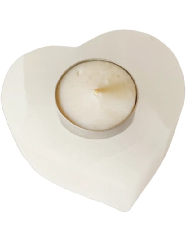 Seleniet Waxinehouder Hart - wit - 9cm - Waxinelichtjeshouder