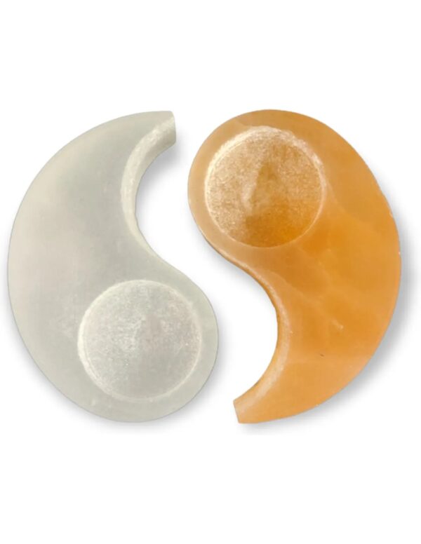 Seleniet Waxinehouder Yin Yang voor 2 waxinelichtjes - 11cm