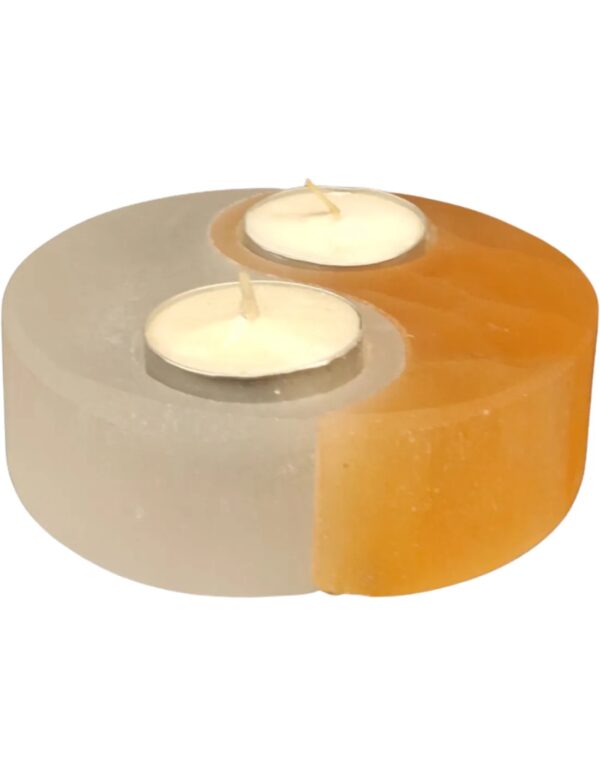 Seleniet Waxinehouder Yin Yang voor 2 waxinelichtjes - 11cm - Image 3